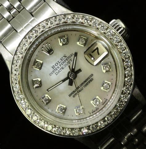 rolex ladies oyster perpetual stainless steel diamond bezel dial watch|Rolex datejust 31 diamond bezel.